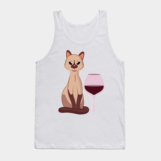 Easily Distracted by Cats and Wine Tank Top by nathalieaynie